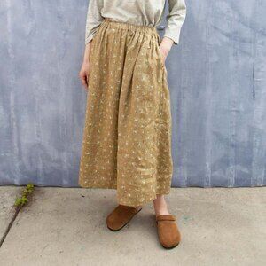 Ichi Antiquities Linen Floral Skirt
